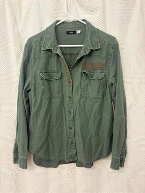 BDG Women's Olive/Army Green Utility Button-Down Lightweight Jacket